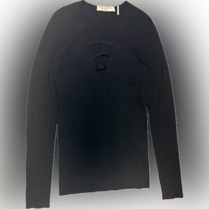 Sandro Elegant Black Ribbed Top